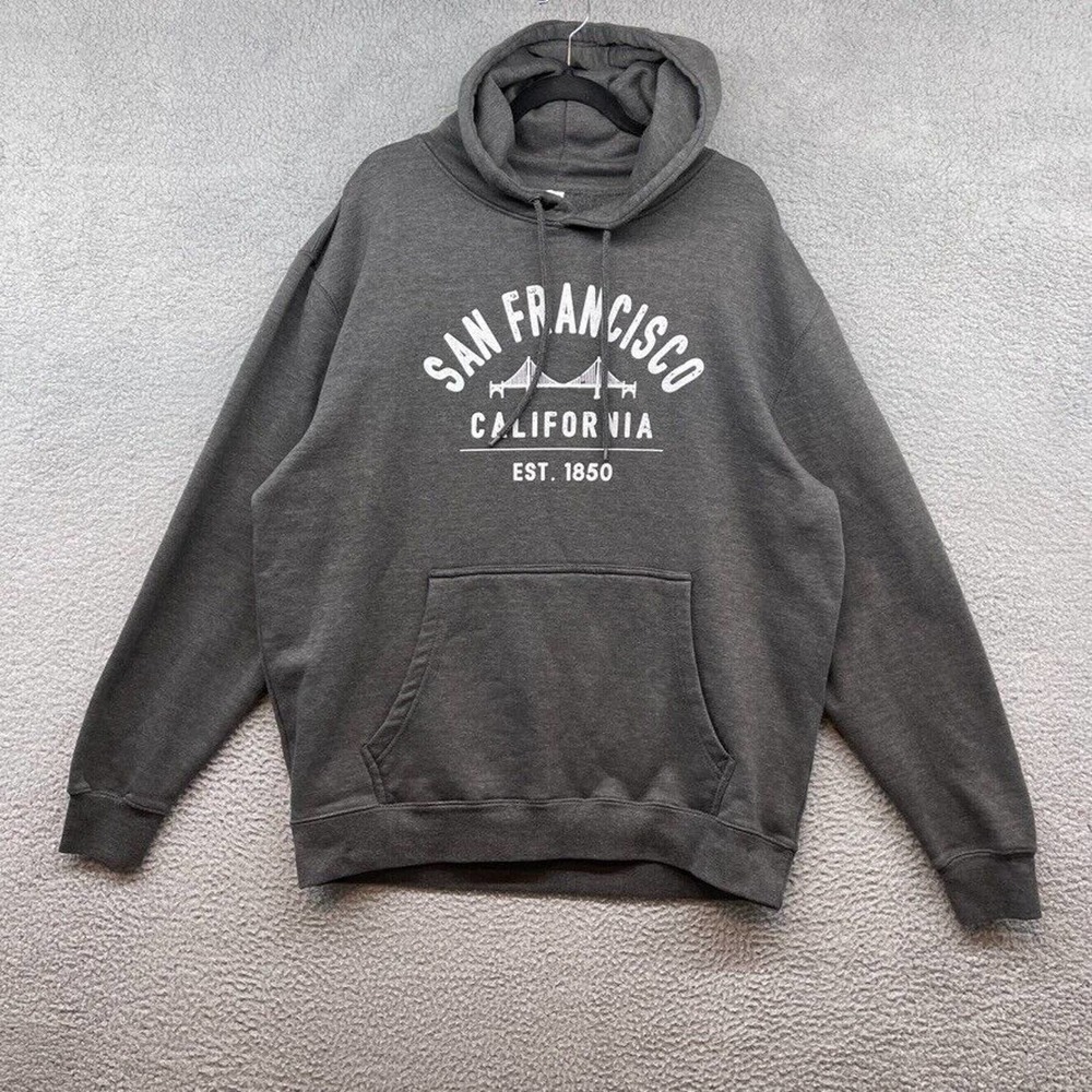 Lane Seven Mens Hooded Sweater Gray San Francisco Fleece Long Sleeve Size XL